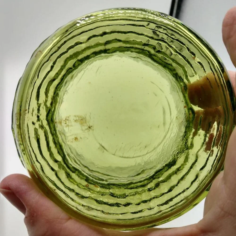 Vintage Napco Cleveland Co. Crinkle Textured Green Glass Vase